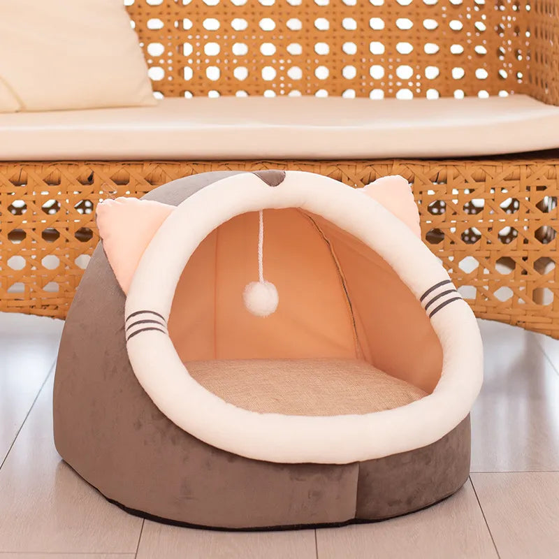 Cozy Cat Cuddle Bed – Soft Plush Pet House with Cute Animal Shapes