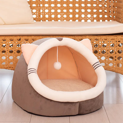 Cozy Cat Cuddle Bed – Soft Plush Pet House with Cute Animal Shapes