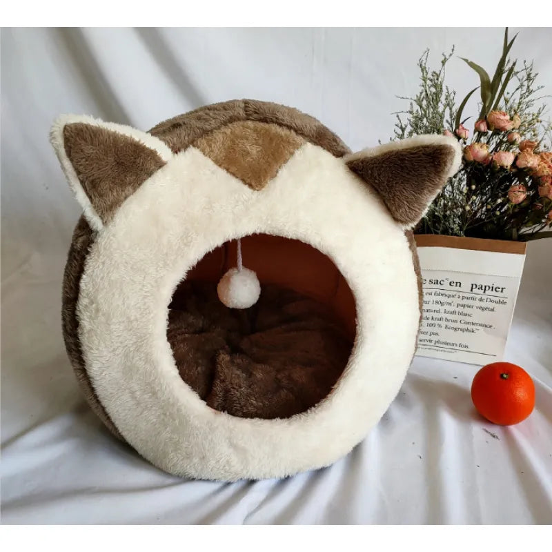 Cozy Cat Cuddle Bed – Soft Plush Pet House with Cute Animal Shapes