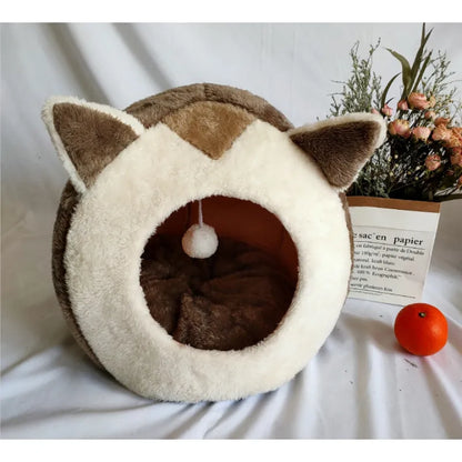 Cozy Cat Cuddle Bed – Soft Plush Pet House with Cute Animal Shapes